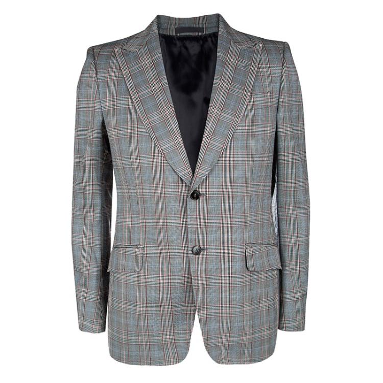 Pre Owned Gucci Monochrome Glen Plaid Tailored Suit L