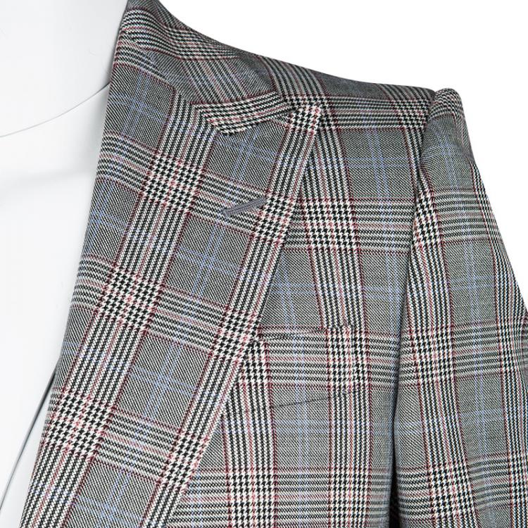 Pre Owned Gucci Monochrome Glen Plaid Tailored Suit L