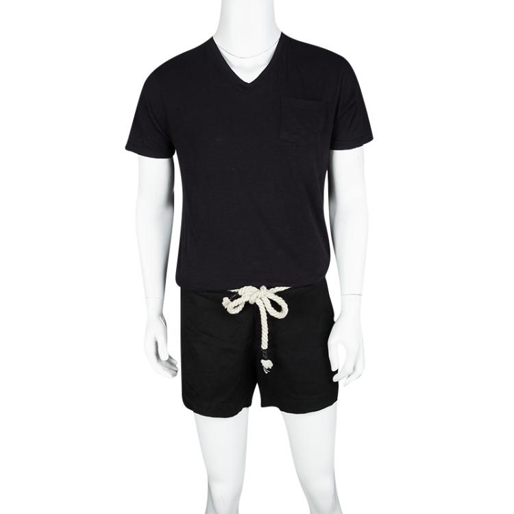 Pre Owned Gucci Black Cotton Nautical Rope Tie Detail Shorts XXL