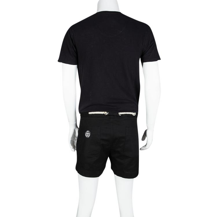 Pre Owned Gucci Black Cotton Nautical Rope Tie Detail Shorts XXL