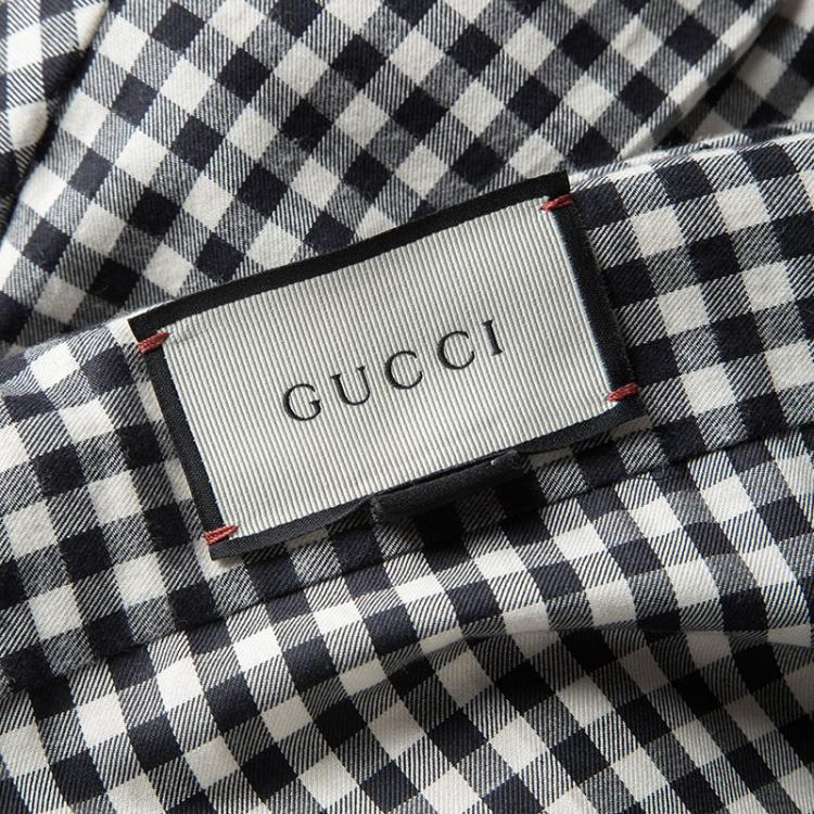 Pre Owned Gucci Monochrome Gingham Checked Cotton Long Sleeve Button Front Shirt M