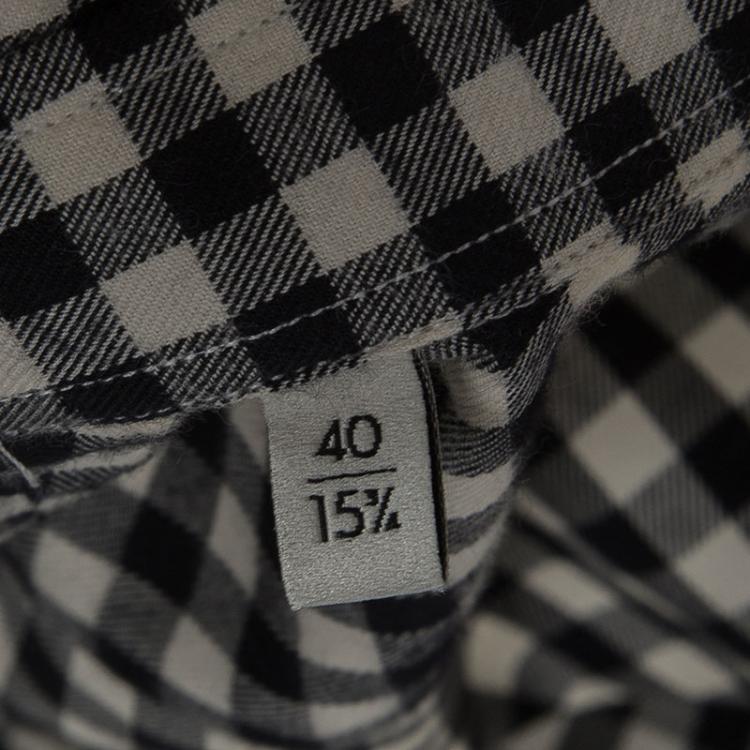 Pre Owned Gucci Monochrome Gingham Checked Cotton Long Sleeve Button Front Shirt M
