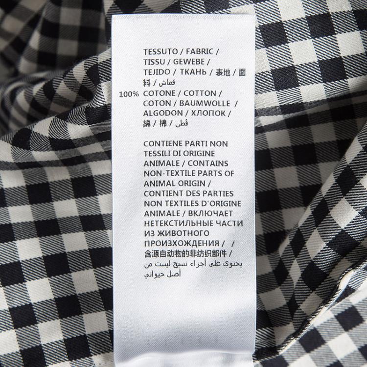 Pre Owned Gucci Monochrome Gingham Checked Cotton Long Sleeve Button Front Shirt M