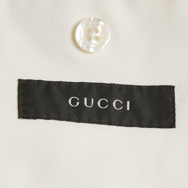 Pre Owned Gucci White Textured Cotton Regular Fit Suit XL