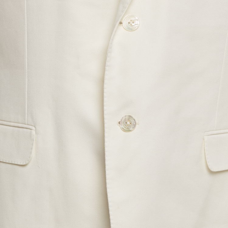 Pre Owned Gucci White Textured Cotton Regular Fit Suit XL