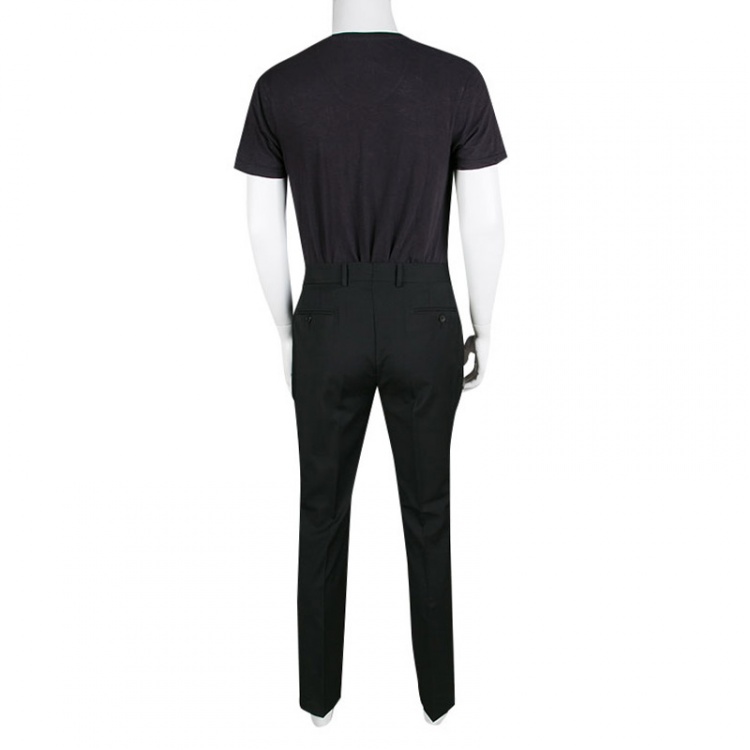Pre Owned Gucci Black Wool Tailored Regular Fit Trousers M 
