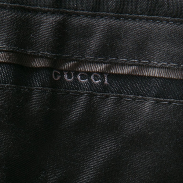 Pre Owned Gucci Black Wool Tailored Regular Fit Trousers M 