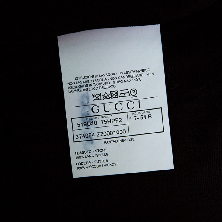 Pre Owned Gucci Black Wool Tailored Trousers XXL