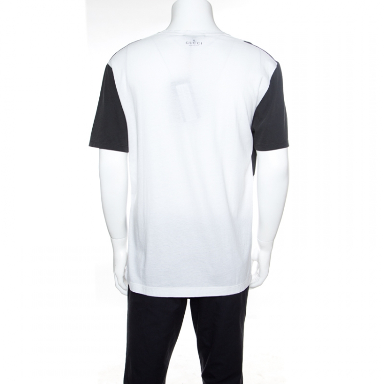 Pre Owned Gucci Monochrome Paint Splatter Printed Cotton Jersey T-Shirt  L