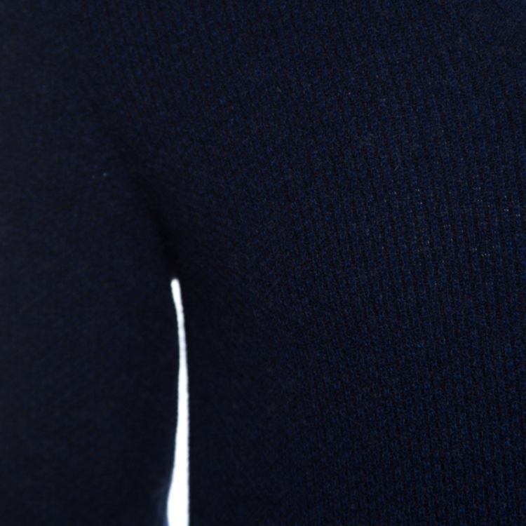Pre Owned Gucci Dark Blue Textured Wool V Neck Sweater M