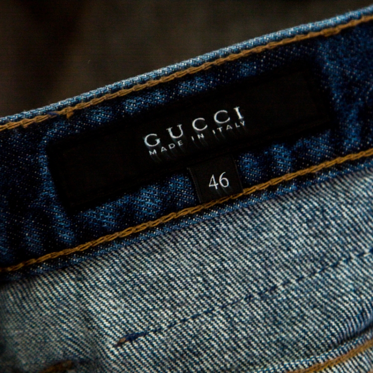 Pre Owned Gucci Indigo Faded Effect Regular Fit Denim Jeans S