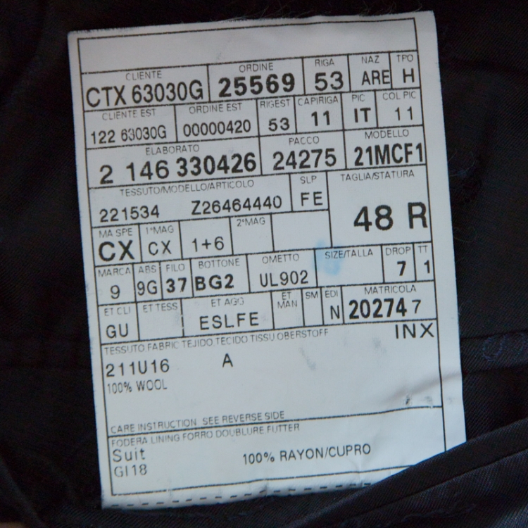 Pre Owned Gucci Navy Blue Wool Tailored Suit M