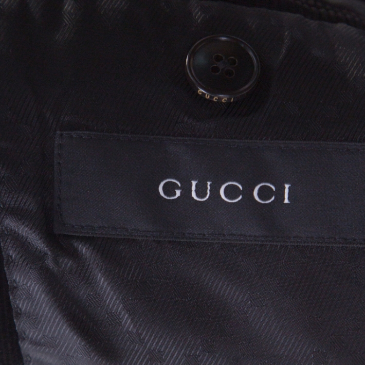 Pre Owned Gucci Black Cotton Patch Pocket Detail Tailored Corduroy Blazer L
