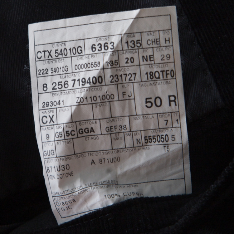 Pre Owned Gucci Black Cotton Patch Pocket Detail Tailored Corduroy Blazer L