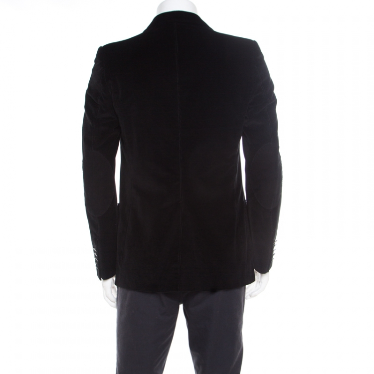 Pre Owned Gucci Black Cotton Patch Pocket Detail Tailored Corduroy Blazer L