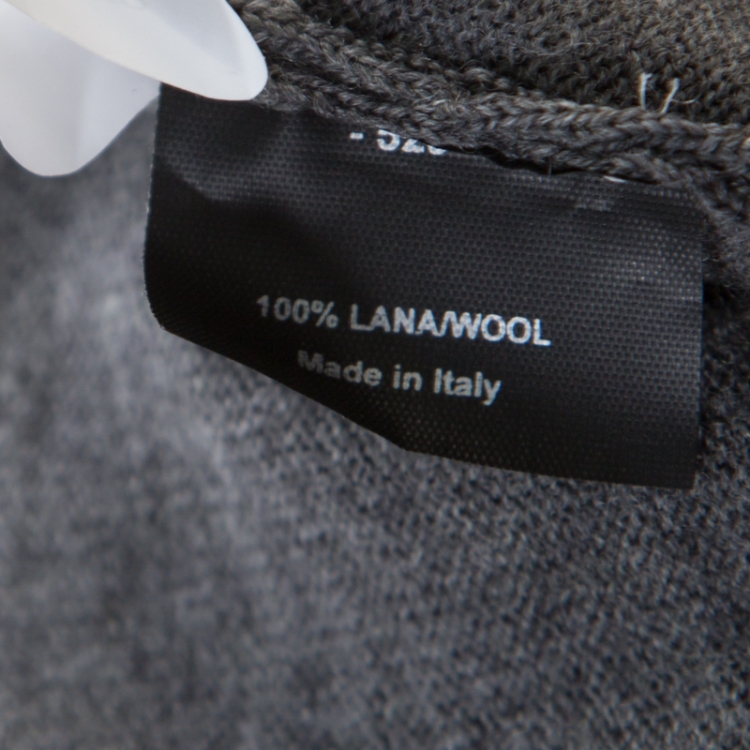 مملوكة مسبقًا Gucci Grey Rib Knit Wool V Neck Long Sleeve Pullover M