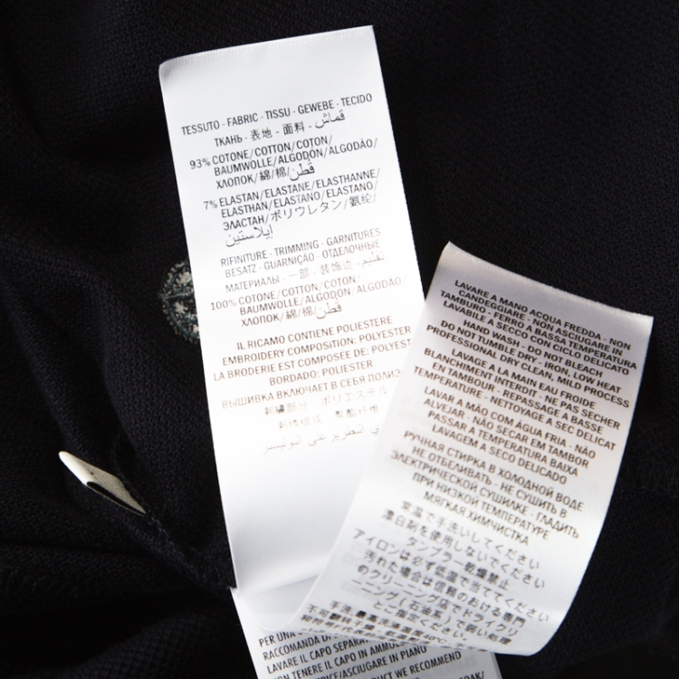 Pre Owned Gucci Navy Blue Cotton Pique Embroidery Patch Detail Polo T Shirt M 