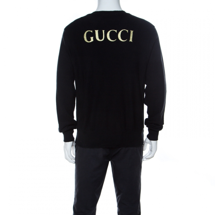 Pre Owned Gucci Black AC/DC print Jersey Sweatshirt S