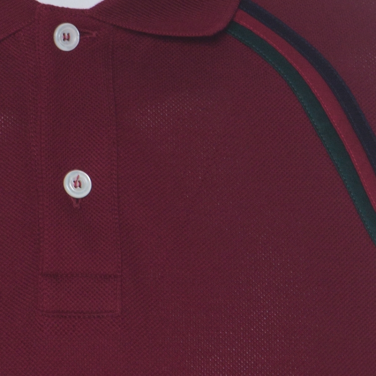 Pre Owned Gucci Dark Red Honeycomb Knit Cotton Polo T Shirt M 