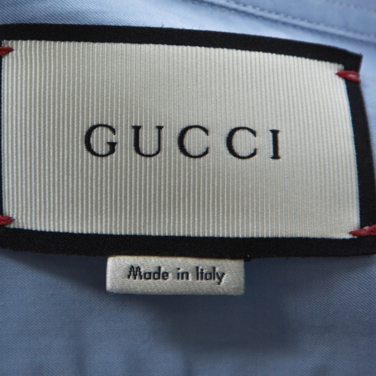 Pre Owned Gucci Light Blue Cotton Elephant Fil Coupé Duke Shirt XL 