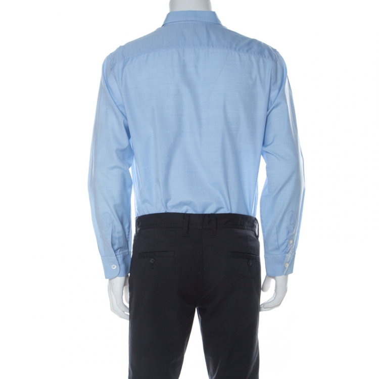 Pre Owned Gucci Light Blue Cotton Elephant Fil Coupé Duke Shirt XL 