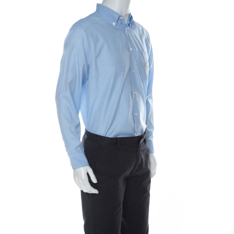 Pre Owned Gucci Light Blue Cotton Elephant Fil Coupé Duke Shirt XL 