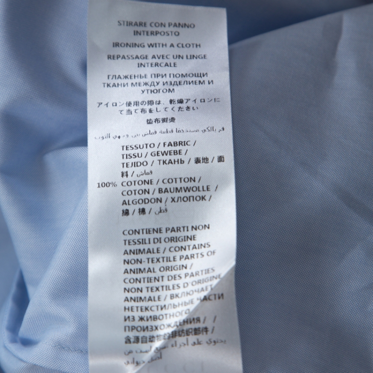 مملوكة مسبقًا Gucci Light Blue Cotton Dragon Collar Embroidery Oxford Duke Shirt XL