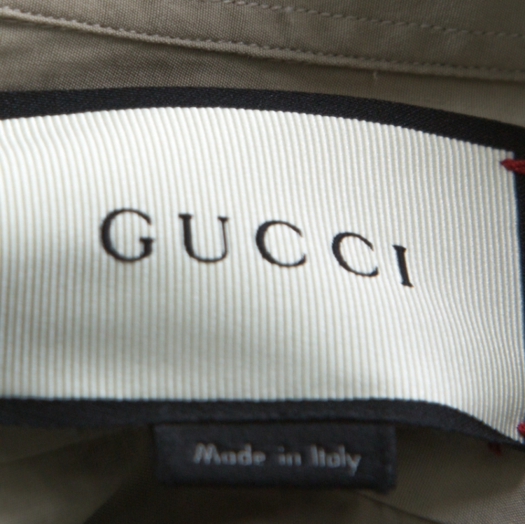 Pre Owned Gucci Beige Cotton Long Sleeve Button Down Cambridge Shirt L