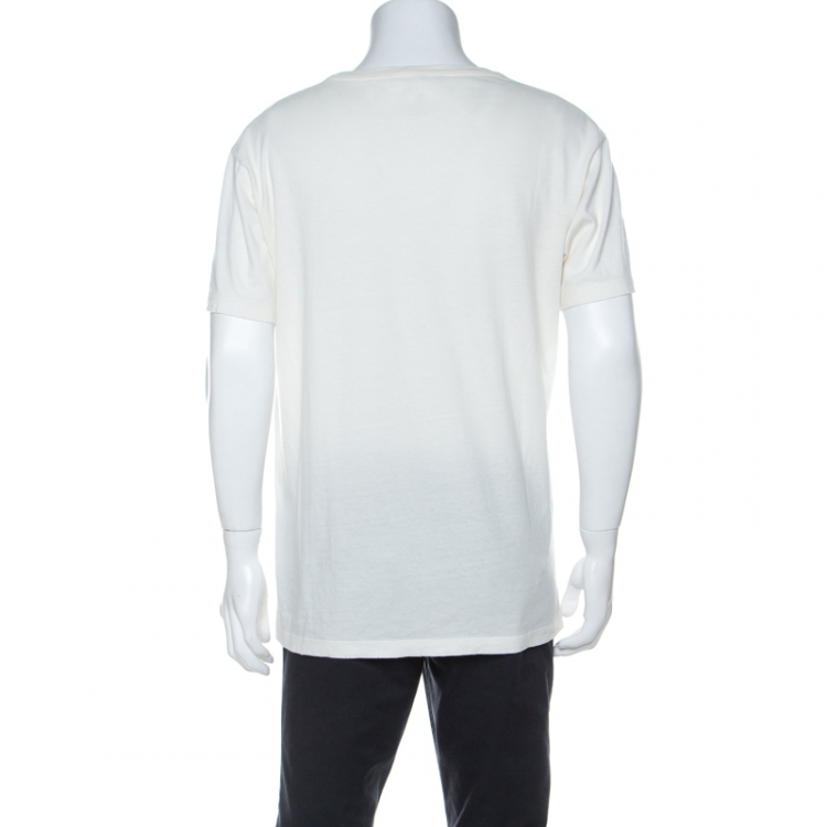 Pre Owned Gucci Off White Cotton Tiger Print Sprovveduta Eta T-Shirt L