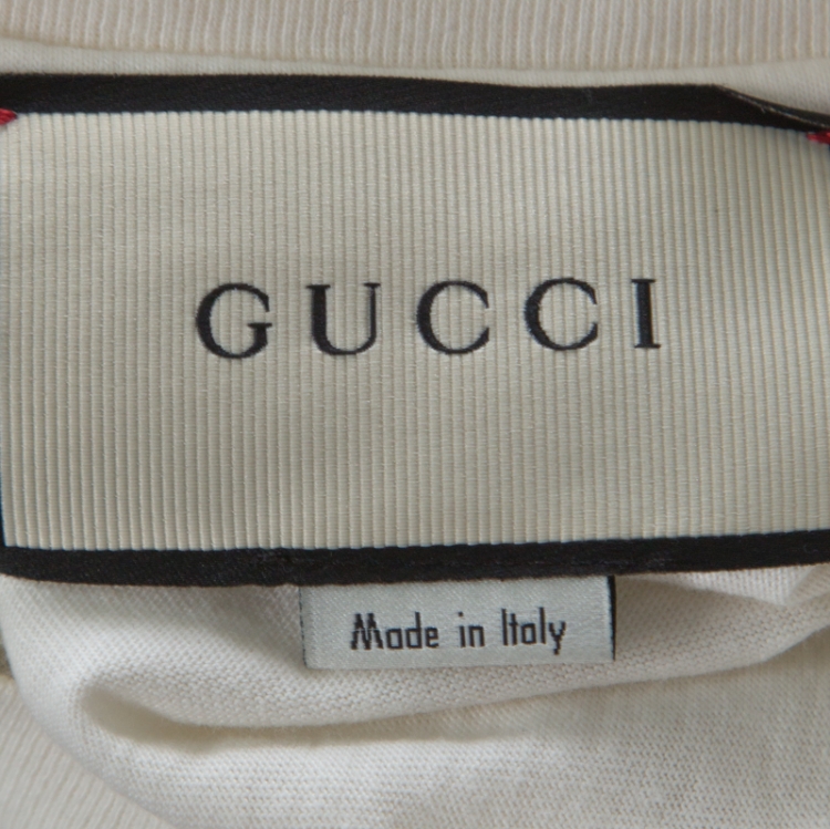 Pre Owned Gucci Off White Cotton Tiger Print Sprovveduta Eta T-Shirt L
