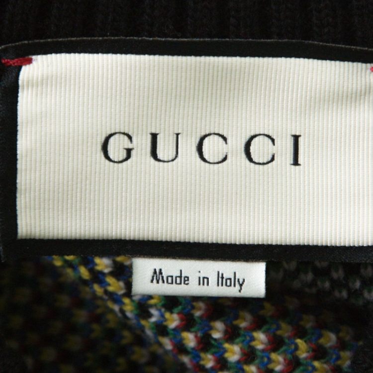 Pre Owned Gucci Black Wool Intarsia Knit Black Sabbath Sweater S