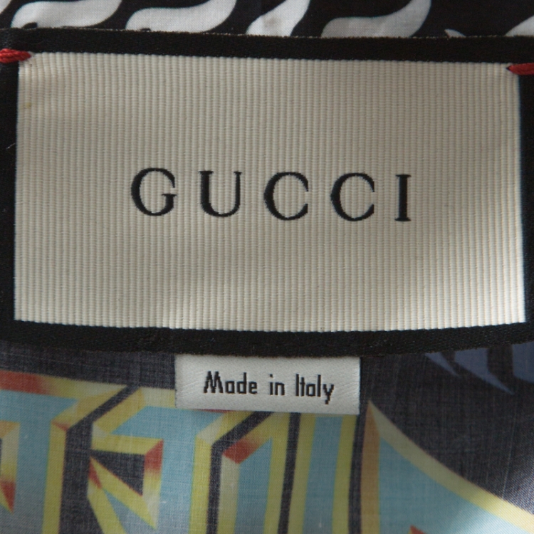 Pre Owned Gucci Multicolor Punk Graphic Print Cotton Short Sleeve Sport Shirt M