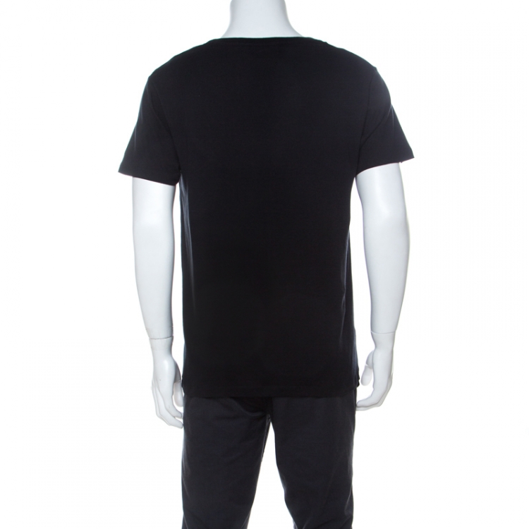 Pre Owned Gucci Black Cotton Logo Cities Print T-Shirt M