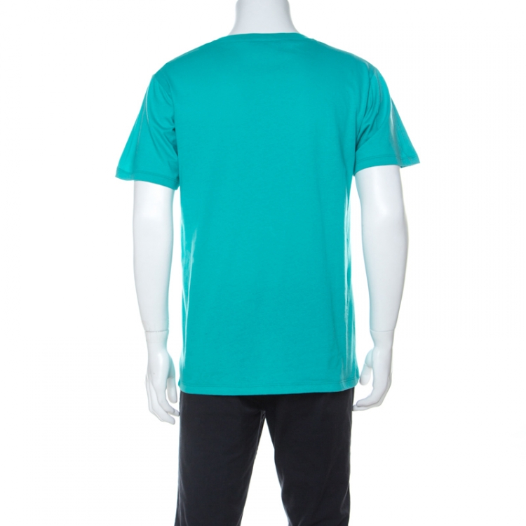 Pre Owned Gucci Aqua Green Cotton Blind For Love Printed T-Shirt M