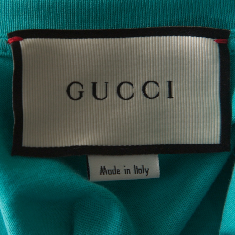 Pre Owned Gucci Aqua Green Cotton Blind For Love Printed T-Shirt M