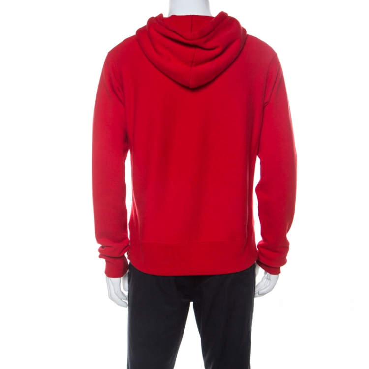 Pre Owned Gucci Red Cotton Jersey Donald Duck Distressed Detail Hoodie S