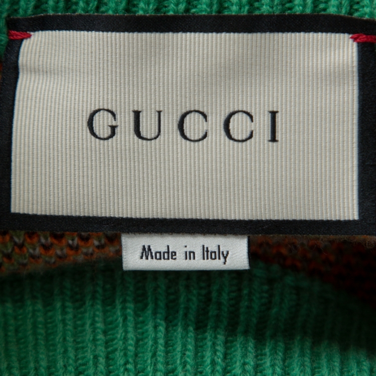 Pre Owned Gucci Multicolor Wool Tiger Snake Striped Jumper S