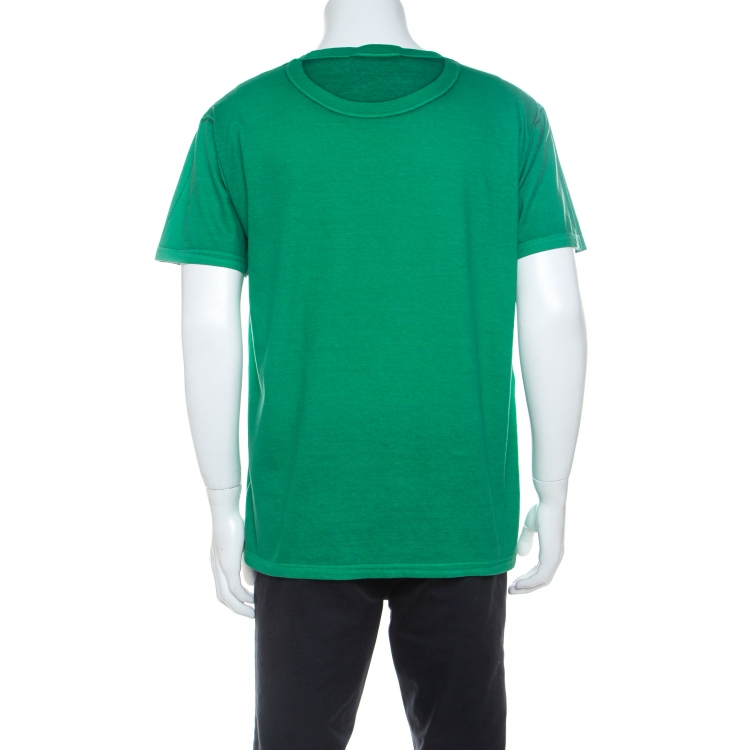 Pre Owned Gucci Green Printed Cotton  Omnia Vincit Amour T-Shirt M