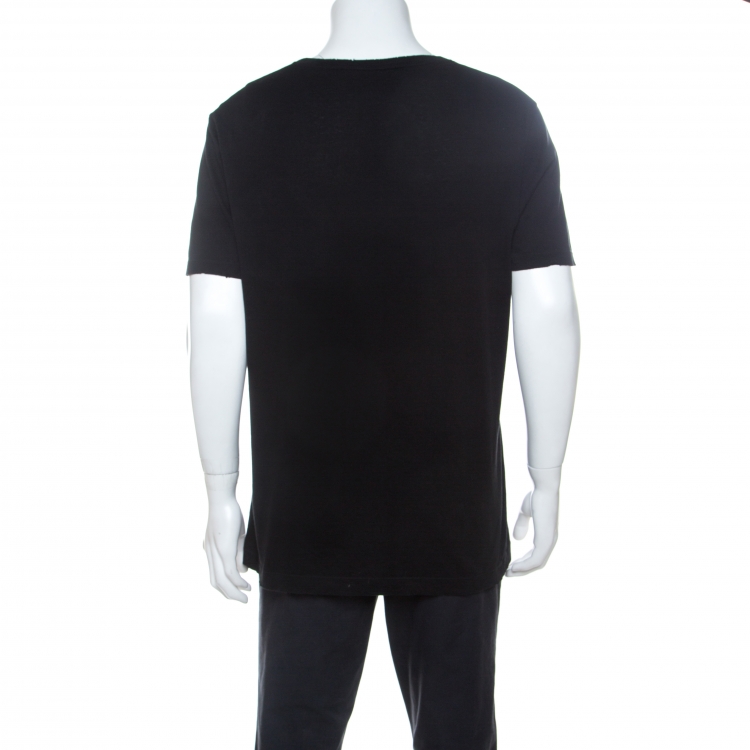 Pre Owned Gucci Black Cotton Vintage Logo Printed T-Shirt L