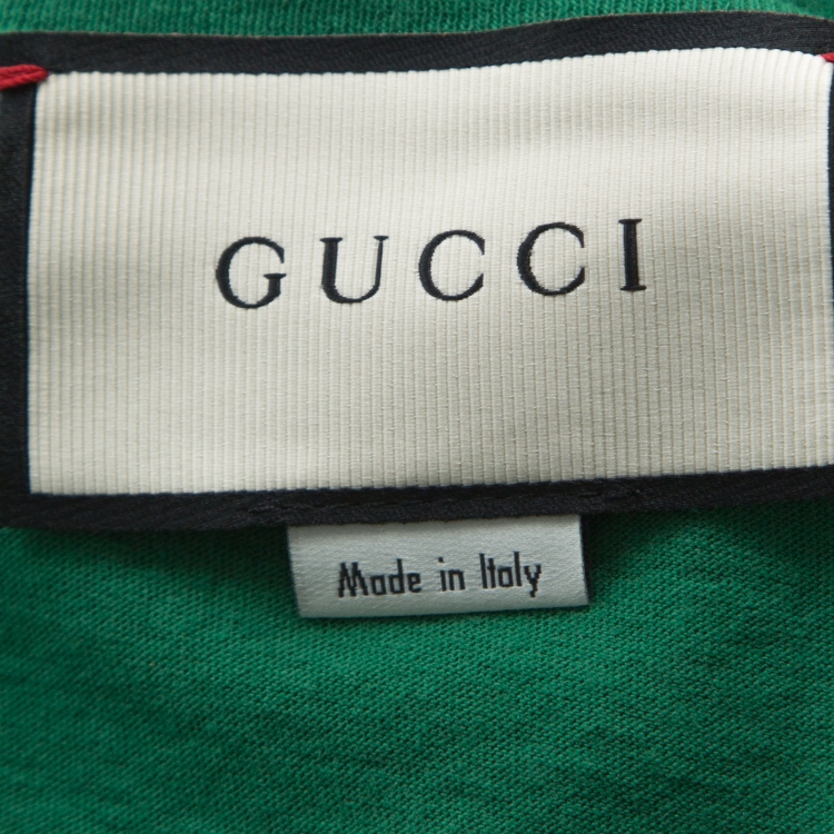 Pre Owned Gucci Green Baby Logo Print Cotton Distressed Detail T-Shirt M