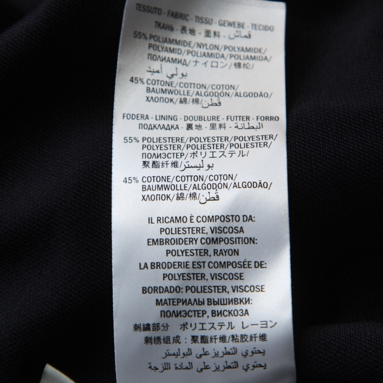 Pre Owned Gucci Navy Blue Cotton Blend Embroidery Detail Front Zip Track Jacket L