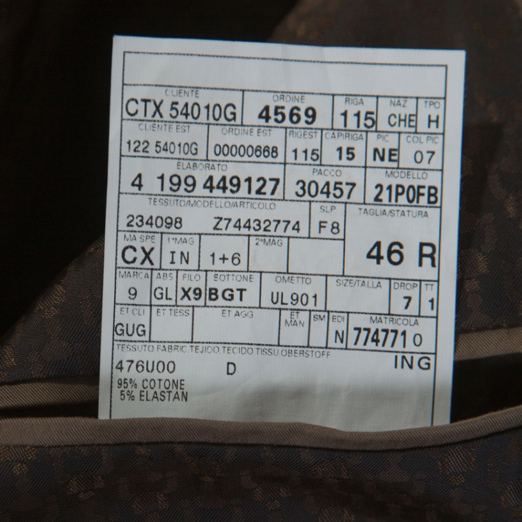 Pre Owned Gucci Brown Cotton Suit Set S