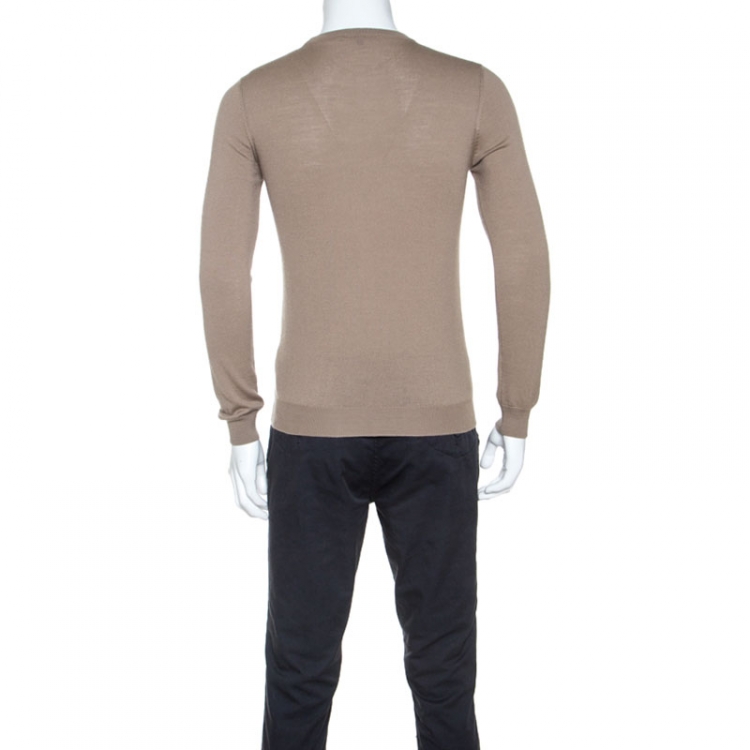 Pre Owned Gucci Beige Wool Knit Long Sleeve Sweater S