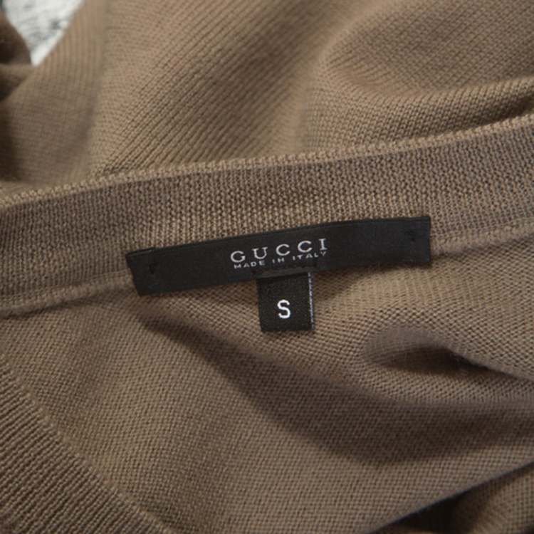 Pre Owned Gucci Beige Wool Knit Long Sleeve Sweater S