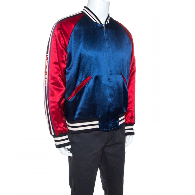 Gucci Blue and Red Satin Striped Trim Reversible Bomber Jacket XXL Gucci |  TLC