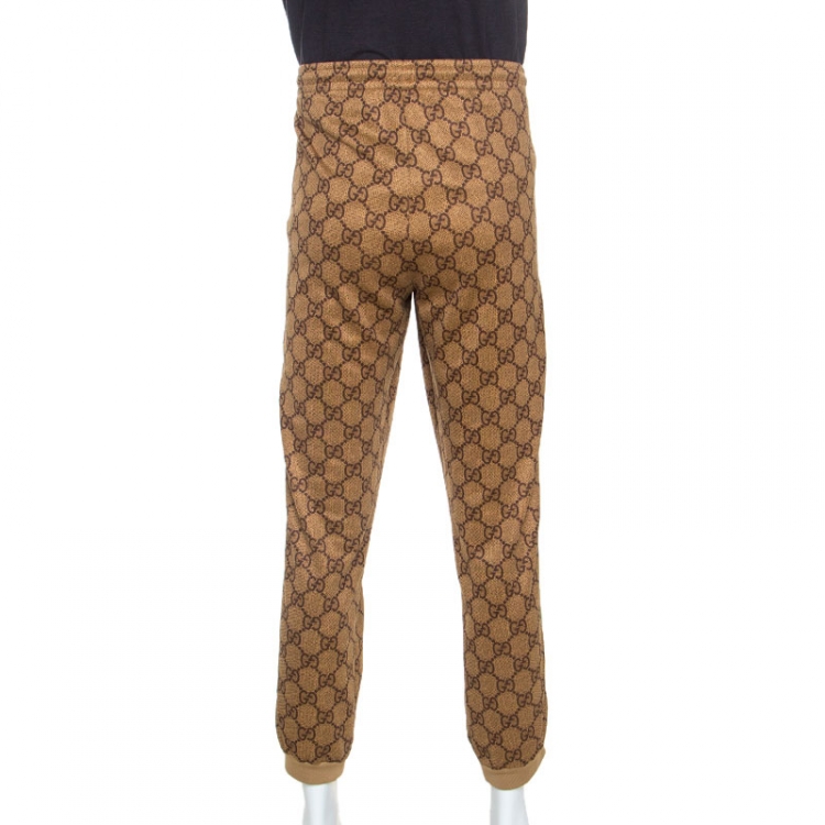 مملوكة مسبقًا Gucci Brown GG Printed Technical Jersey Track Pants L