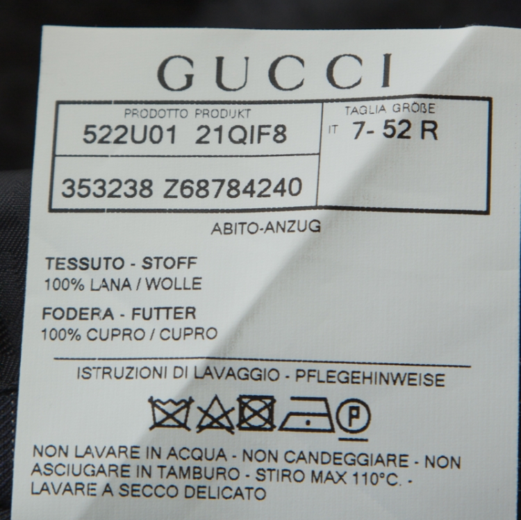 Pre Owned Gucci Navy Blue Striped Wool Tailored Suit M
