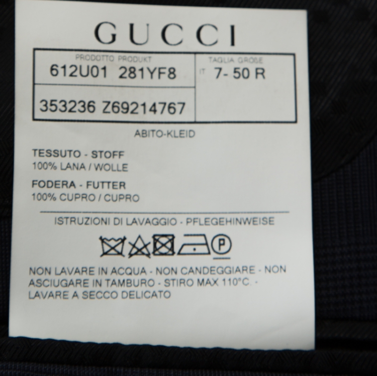 Pre Owned Gucci Blue Glen Check Wool Tailored Suit L