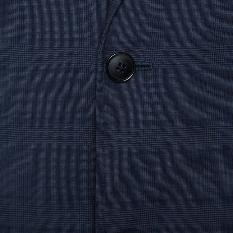 Pre Owned Gucci Blue Glen Check Wool Tailored Suit L