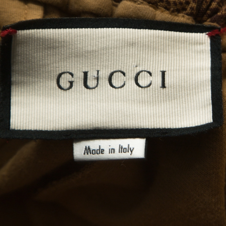 Pre Owned Gucci Brown Monogram Jersey Contrast Trim Detail Track Pants M